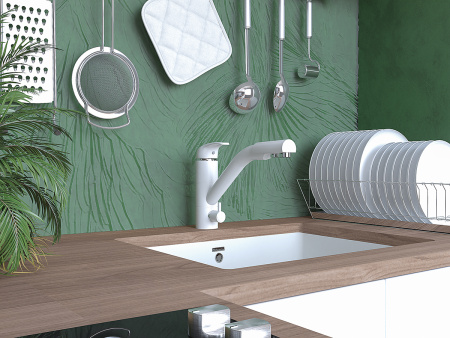 Смеситель для кухни Paulmark HESSEN He213017-431 на мойку белый